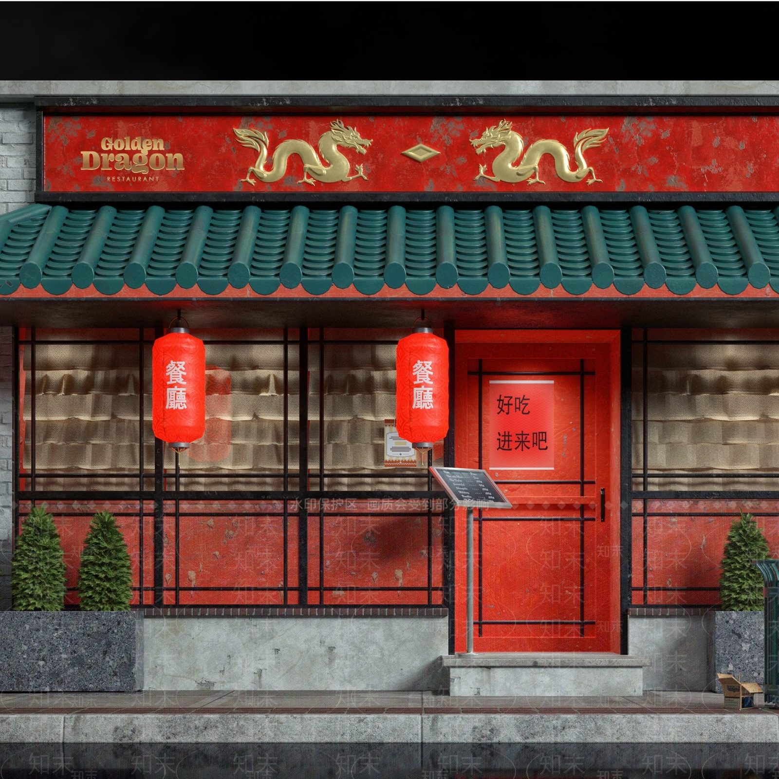 中式中餐厅门头门面3D模型下载【ID:1139163655】