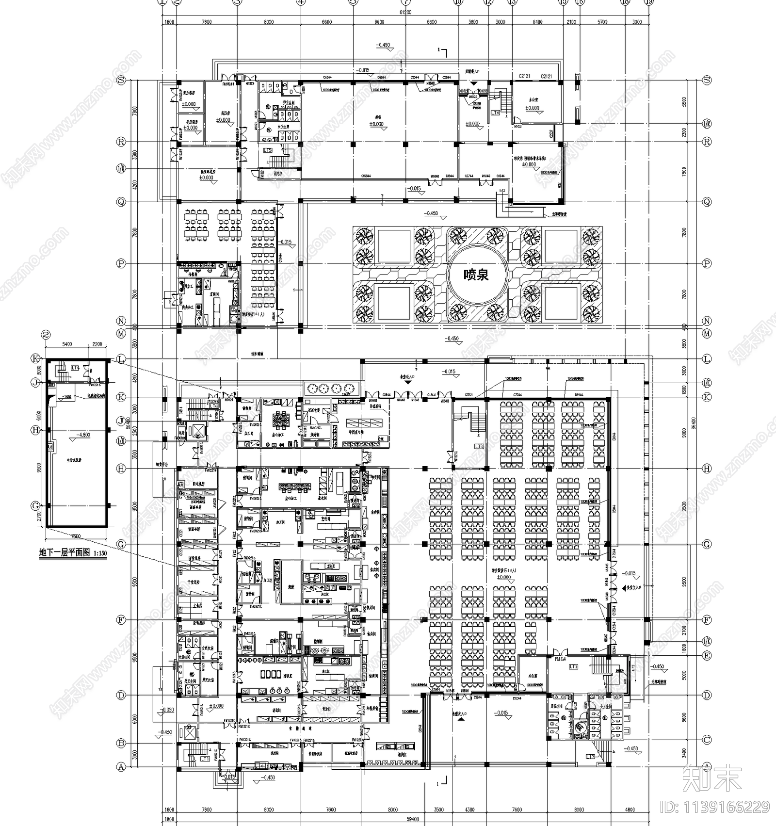 食堂建筑平立面图cad施工图下载【ID:1139166229】