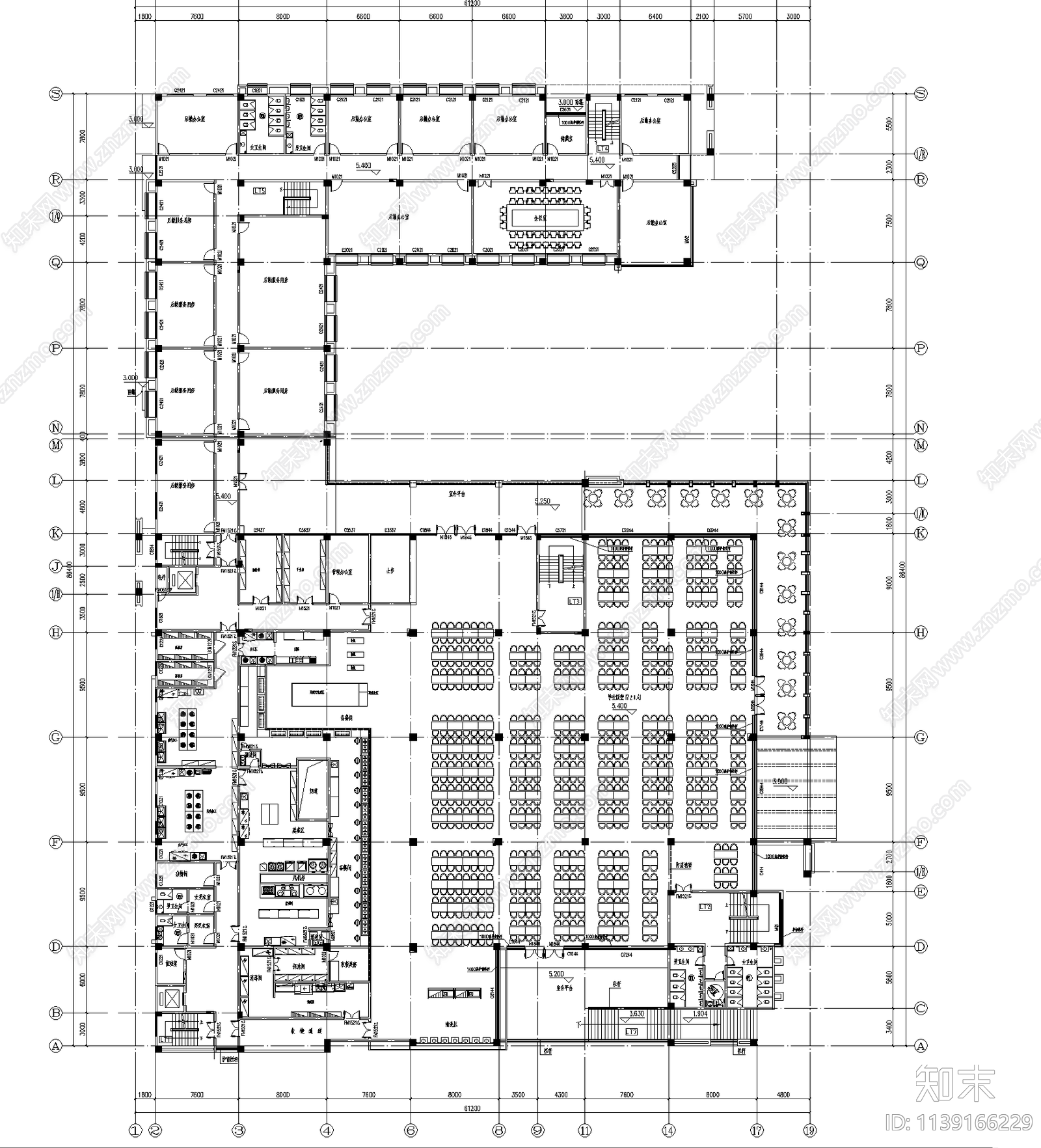 食堂建筑平立面图cad施工图下载【ID:1139166229】