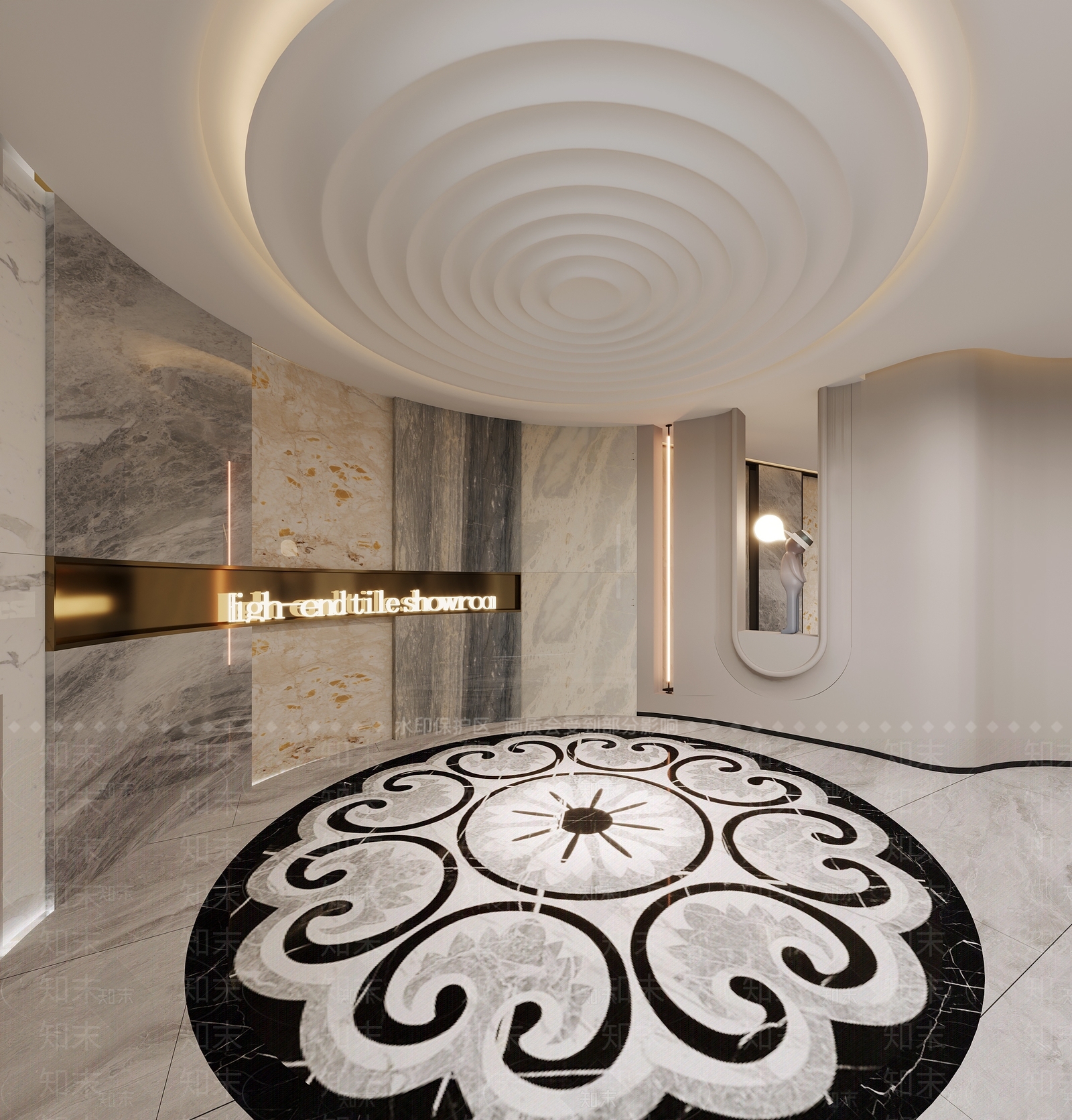 现代轻奢瓷砖展厅3D模型下载【ID:1139166930】