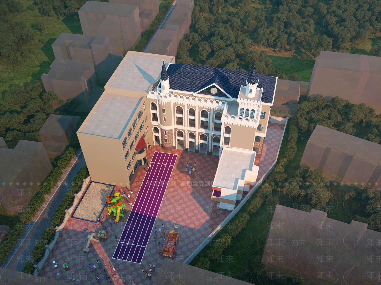 欧式古典学校外观3D模型下载【ID:1139169257】