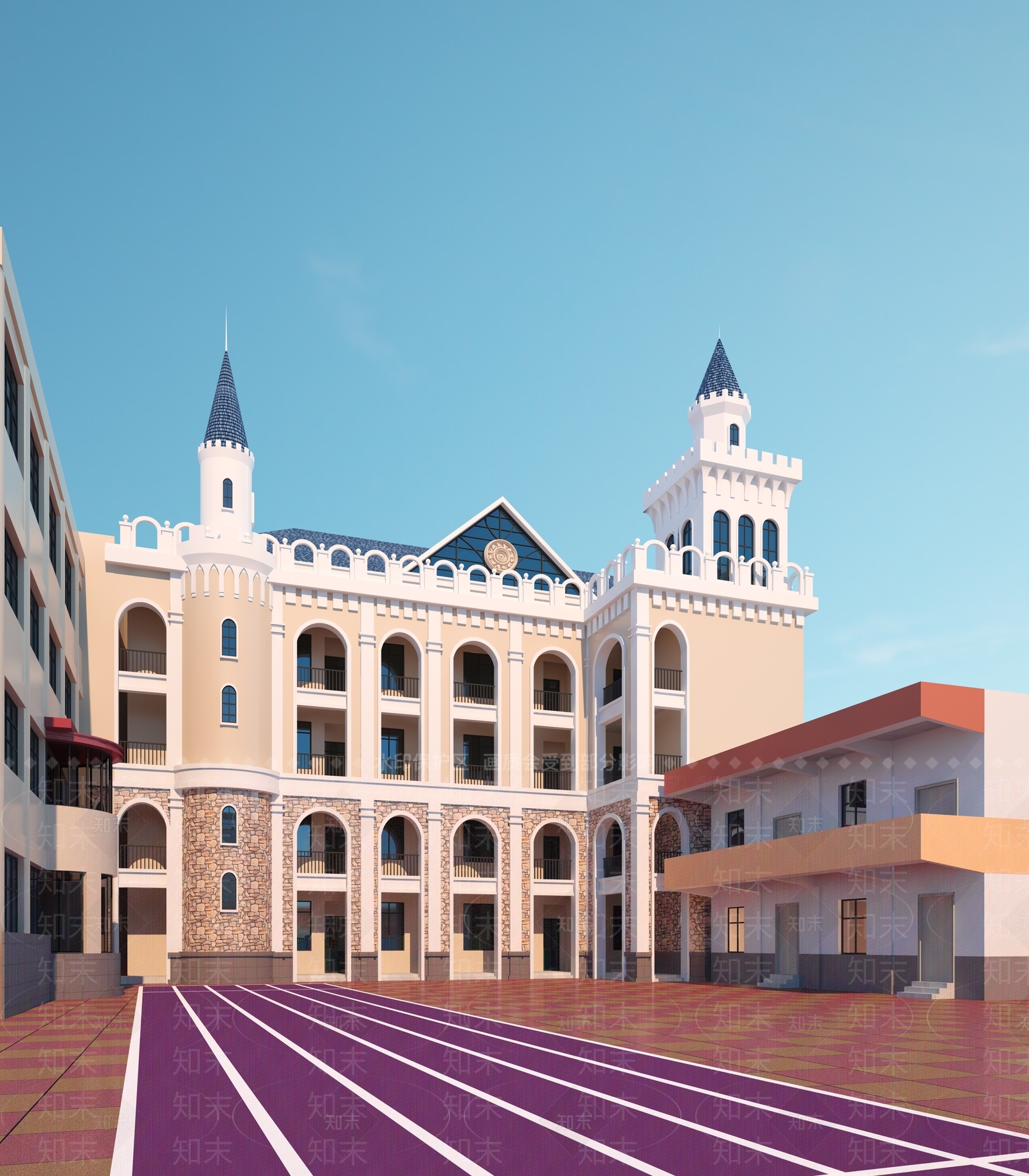 欧式古典学校外观3D模型下载【ID:1139169257】