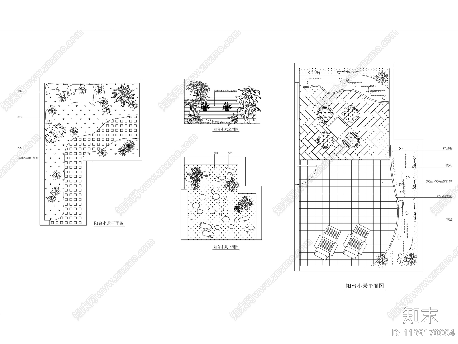 多个庭院阳台景观小品cad施工图下载【ID:1139170004】
