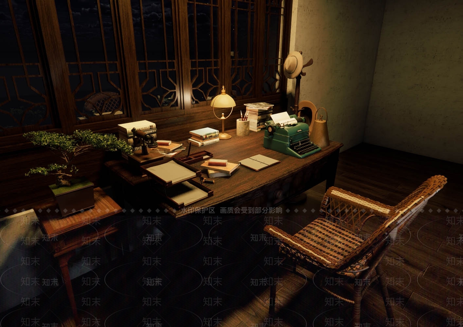 现代复古工作台SU模型下载【ID:1139170760】