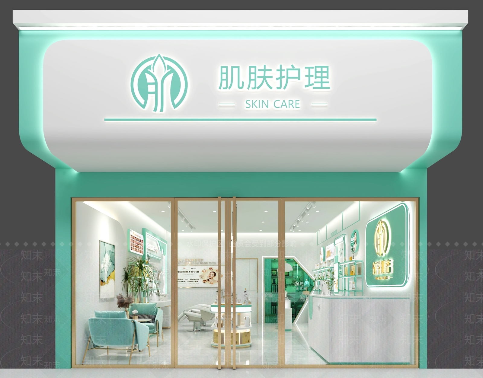 现代美容店门头门面3D模型下载【ID:1139171179】