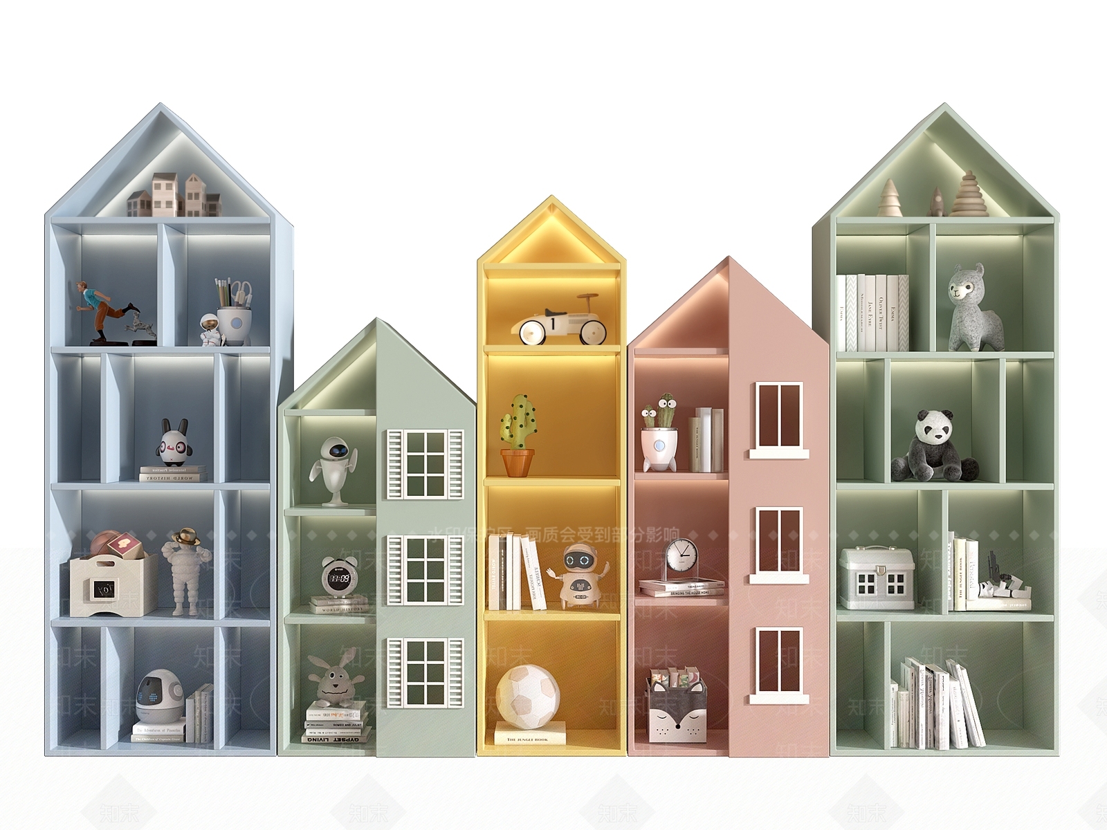 现代儿童装饰柜3D模型下载【ID:1139175409】