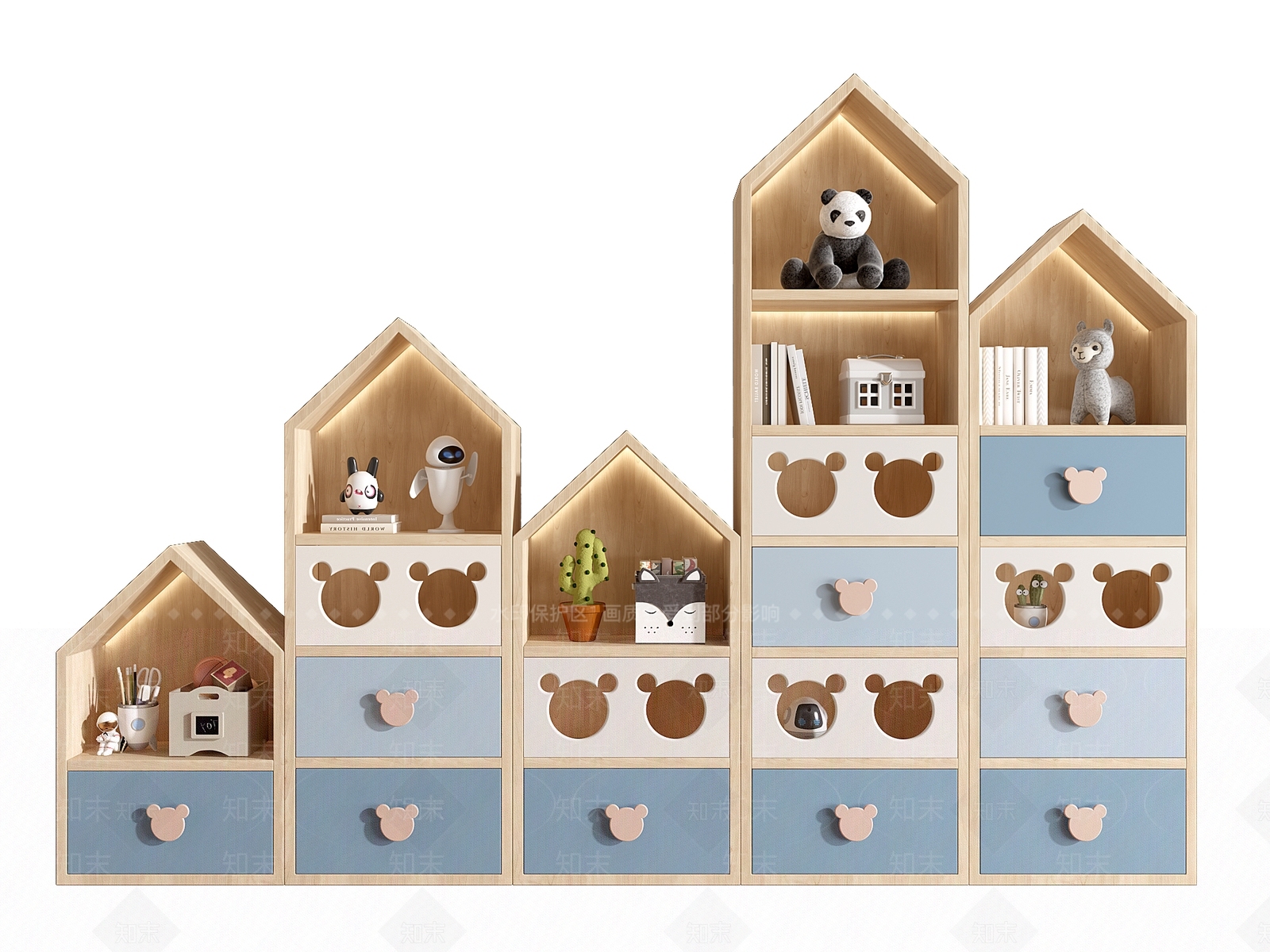 现代儿童装饰柜3D模型下载【ID:1139175570】