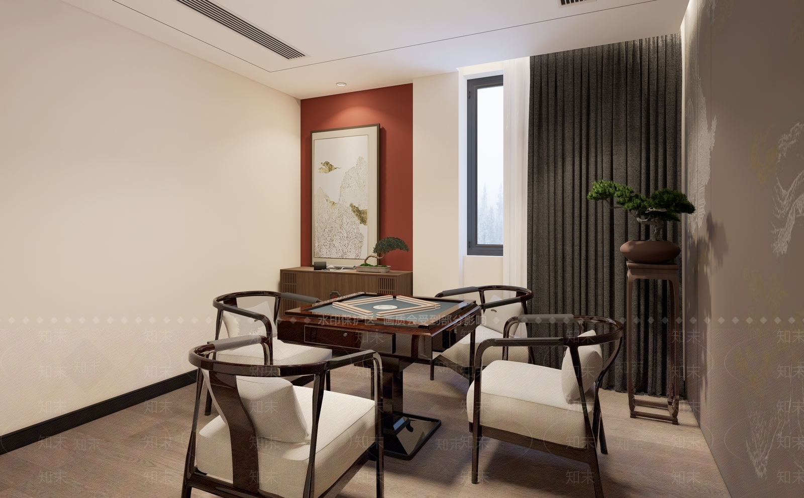 新中式棋牌室SU模型下载【ID:1139178934】