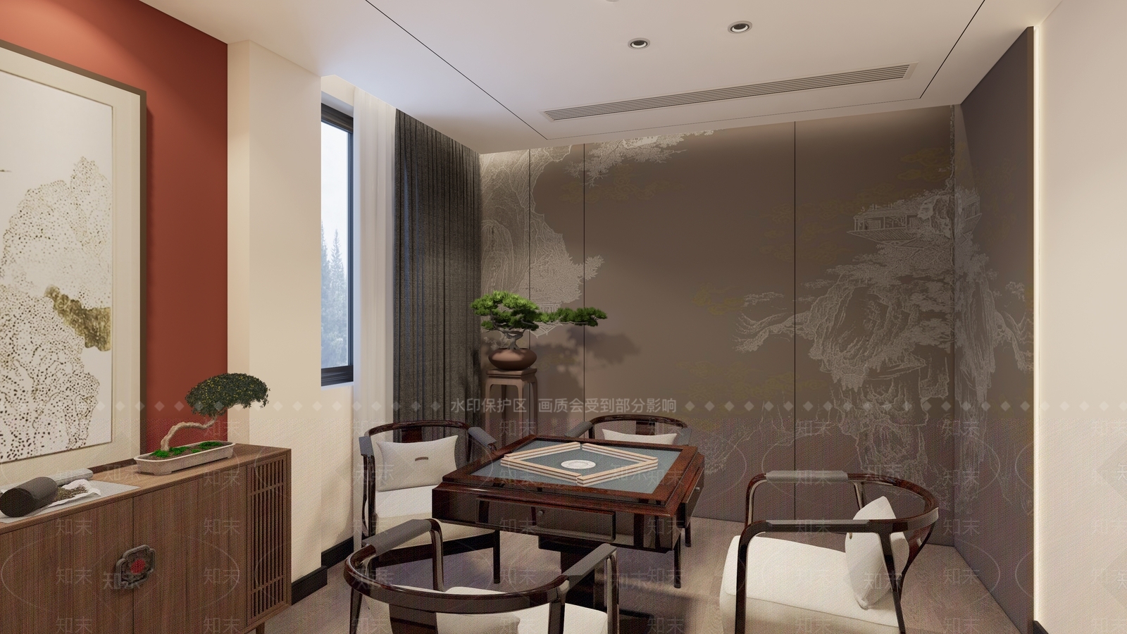 新中式棋牌室SU模型下载【ID:1139178934】