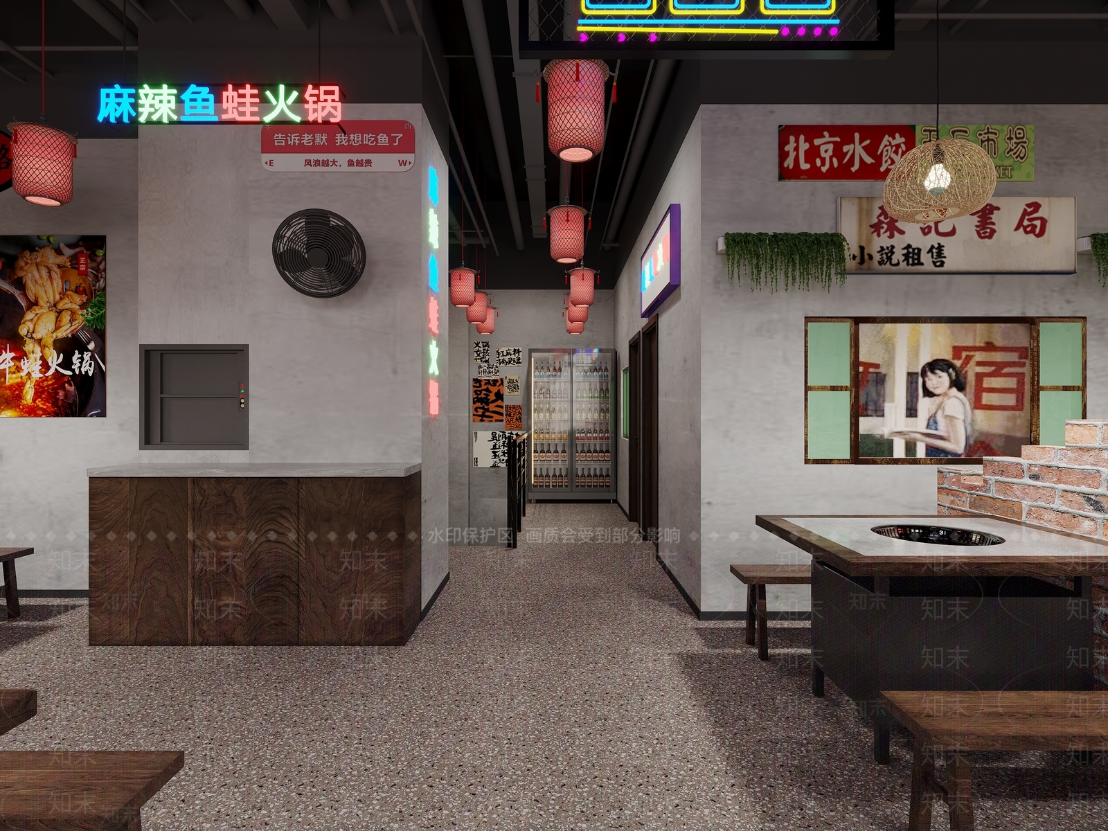 工业风火锅店3D模型下载【ID:1139180893】