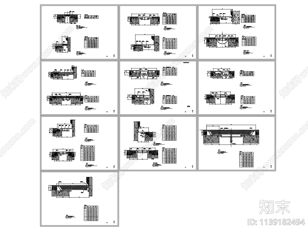 变形缝伸缩缝节点cad施工图下载【ID:1139182494】