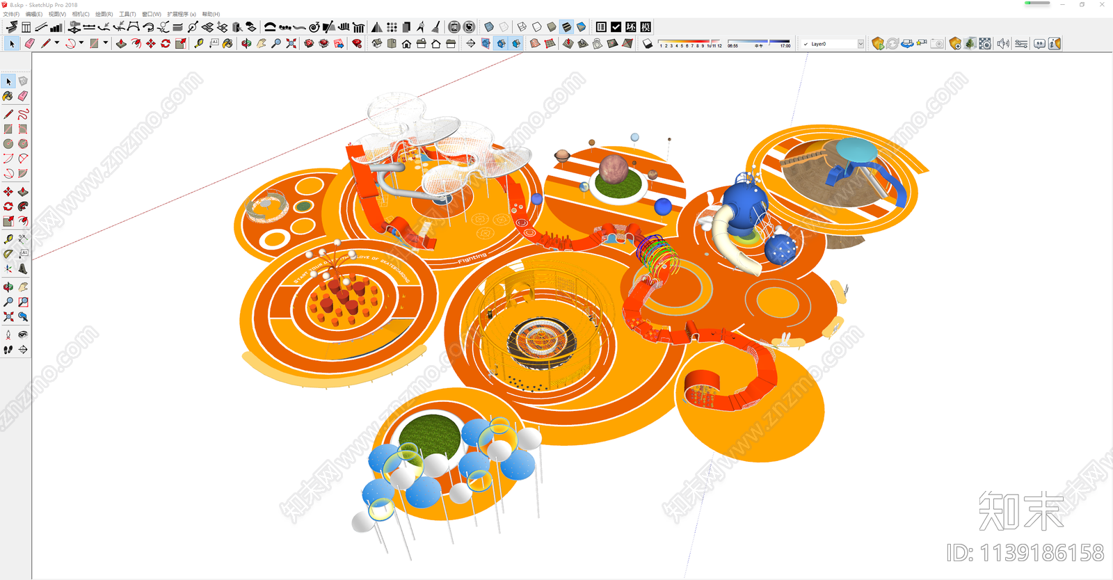 现代星球主题儿童游乐区SU模型下载【ID:1139186158】