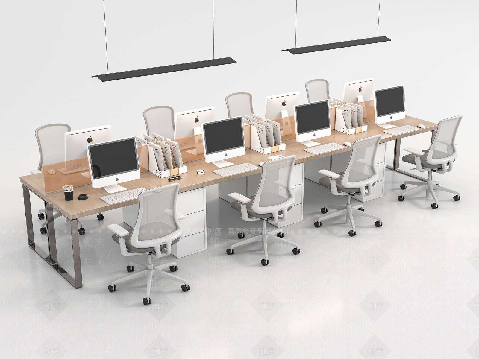 现代办公桌椅组合3D模型下载【ID:1139189749】