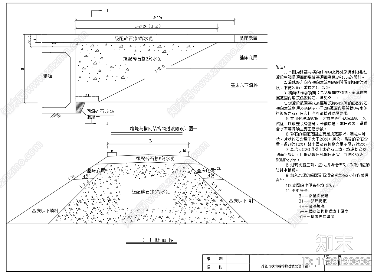 铁路路基过渡段路堤标准横断面cad施工图下载【ID:1139190606】