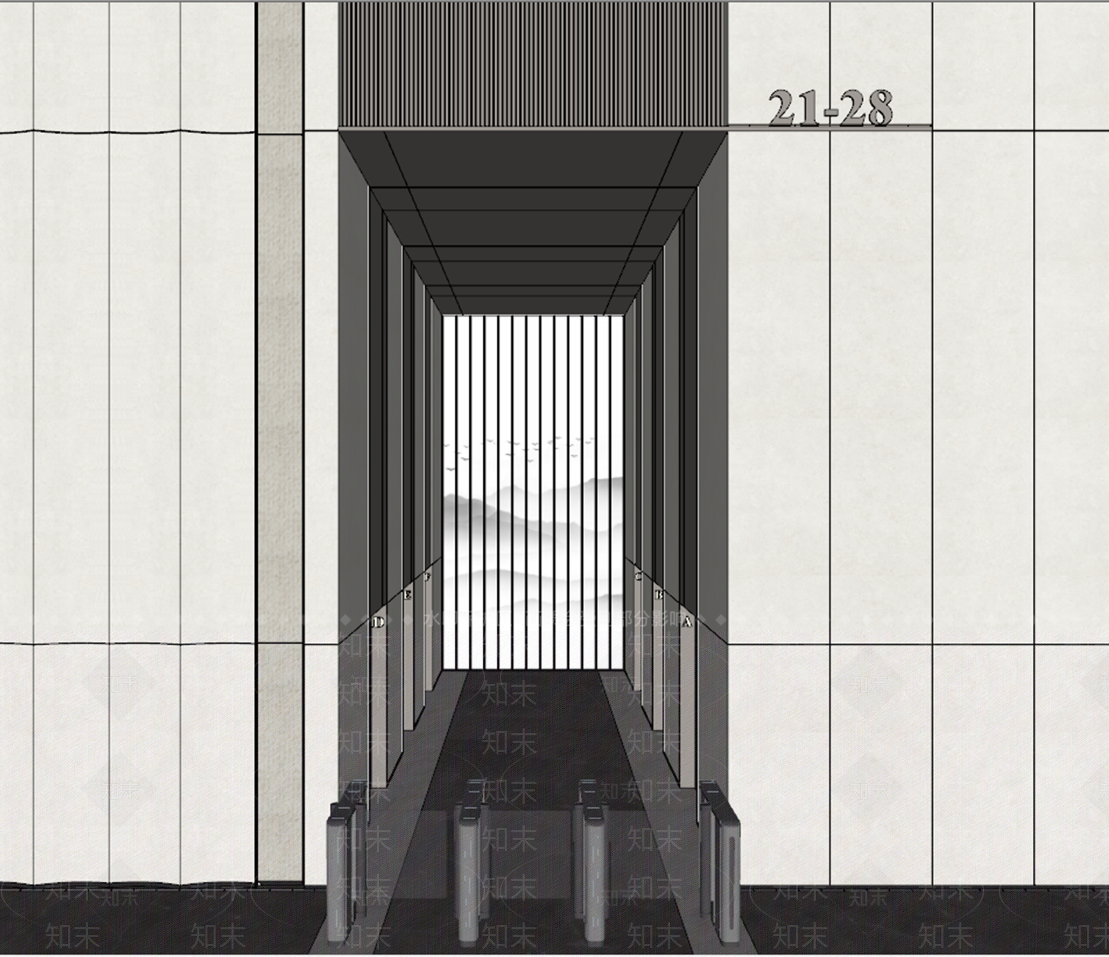 现代公司电梯厅SU模型下载【ID:1139192427】