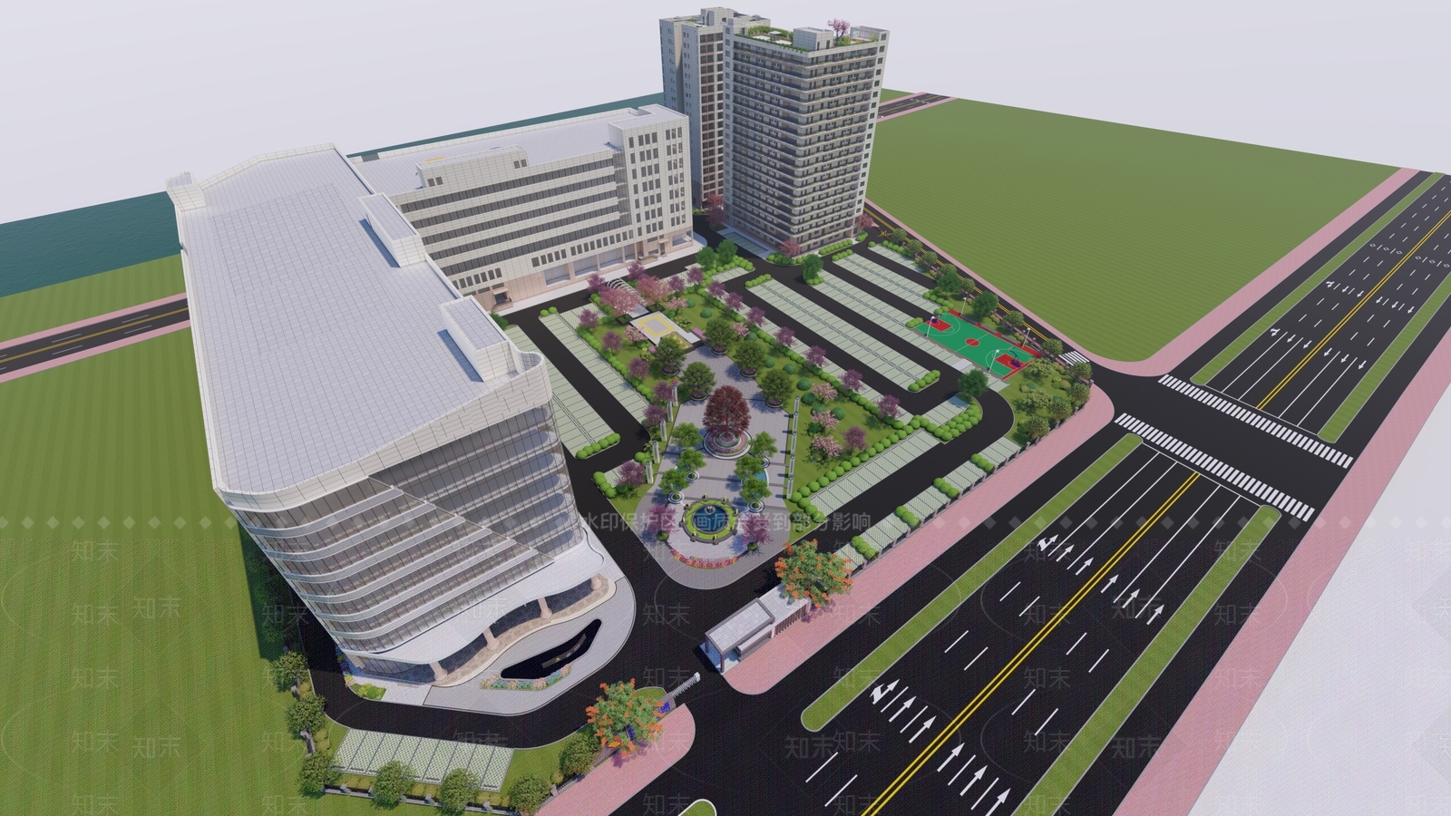 现代办公景观SU模型下载【ID:1139692770】_知末su模型网