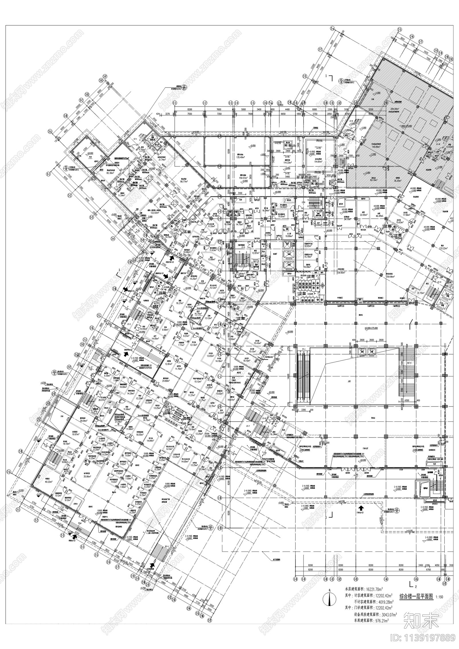 第九人民医院建筑cad施工图下载【ID:1139197889】