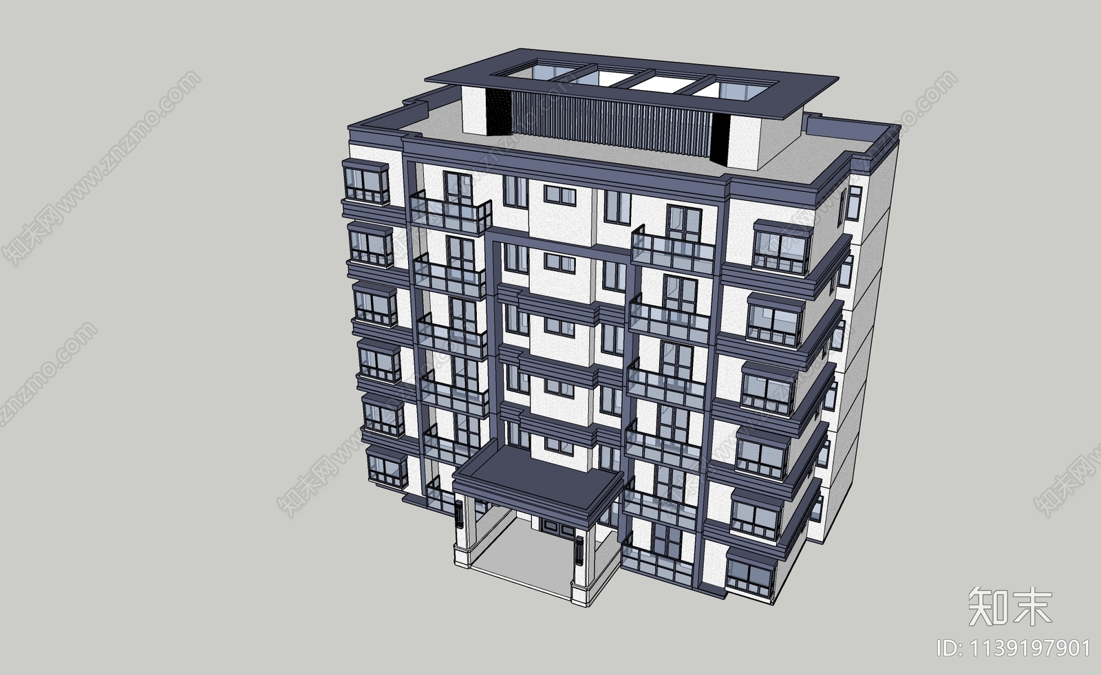 现代多层住宅SU模型下载【ID:1139197901】