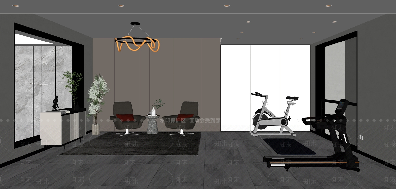 现代家居健身房SU模型下载【ID:1139198515】