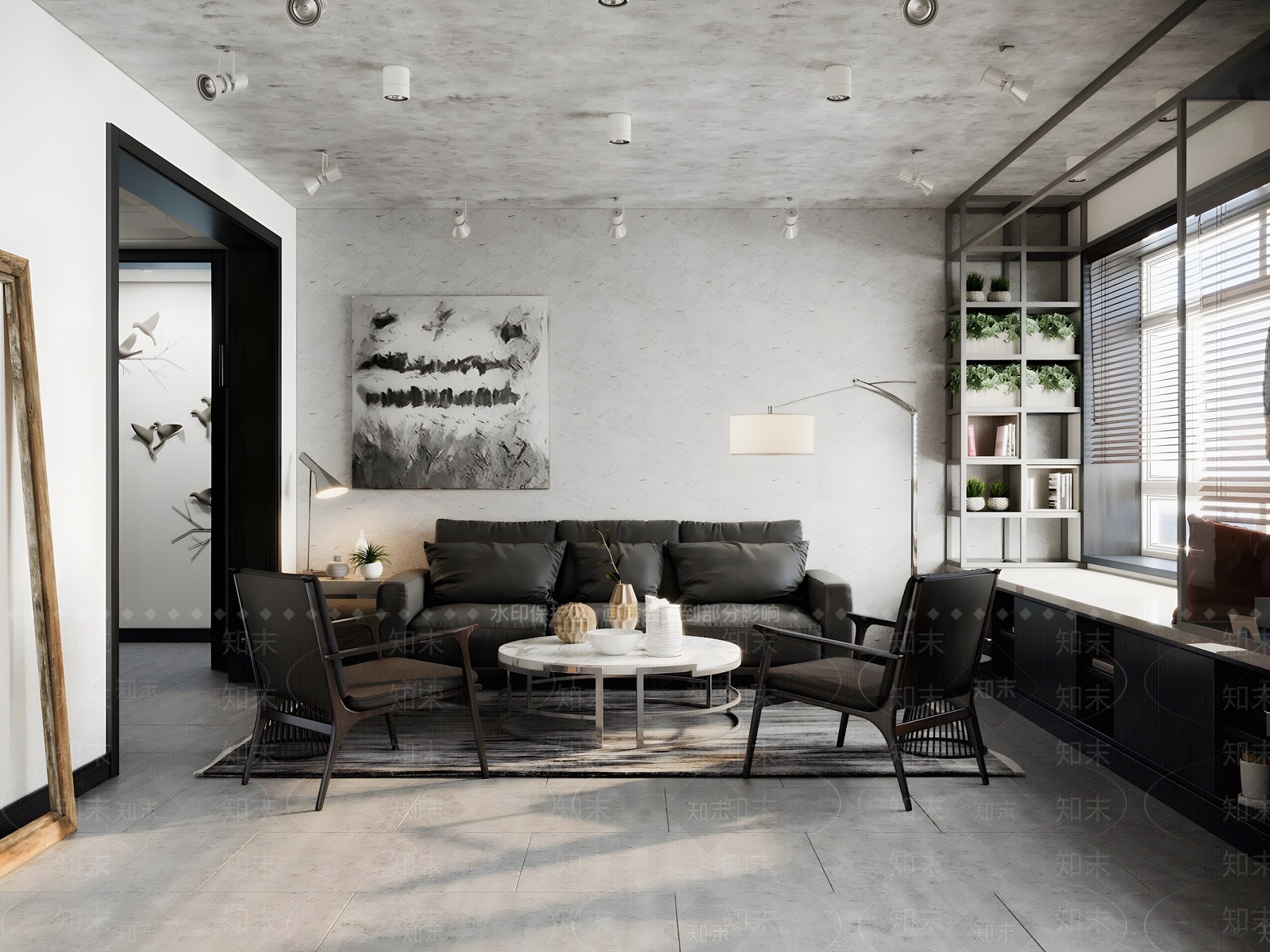 工业风家居客厅3D模型下载【ID:1139201476】