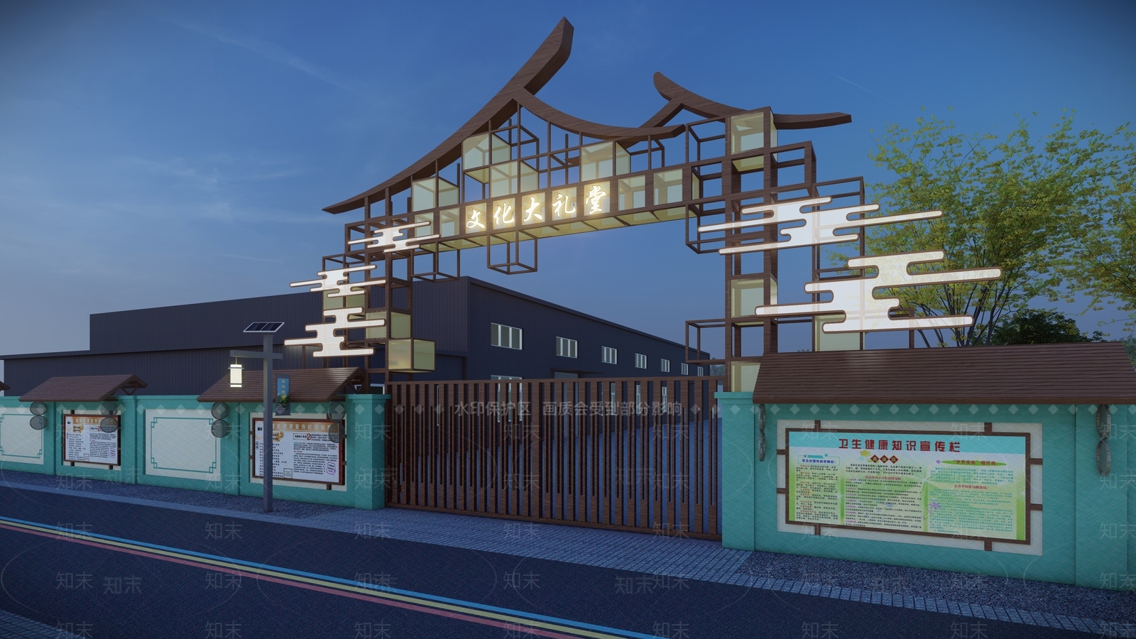 中式乡入口门头SU模型下载【ID:1139202771】