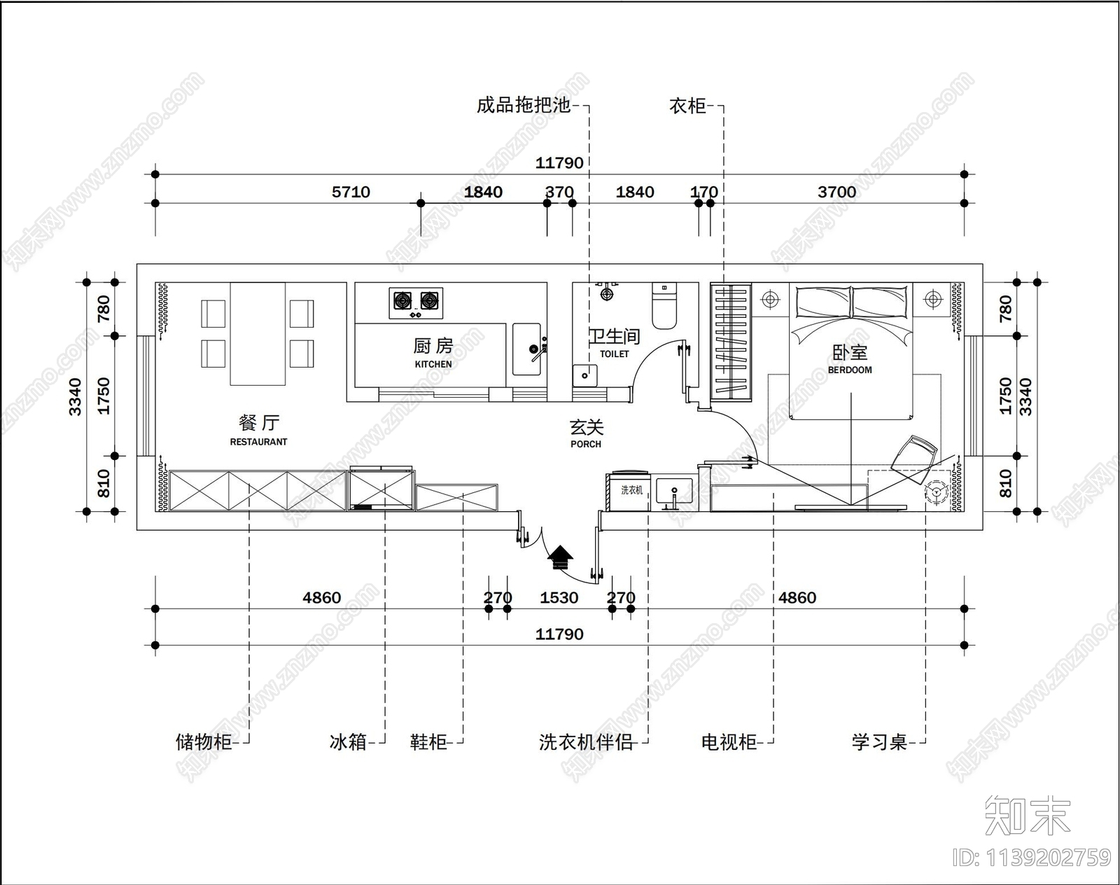 陆军工程大学公寓效果图cad施工图下载【ID:1139202759】