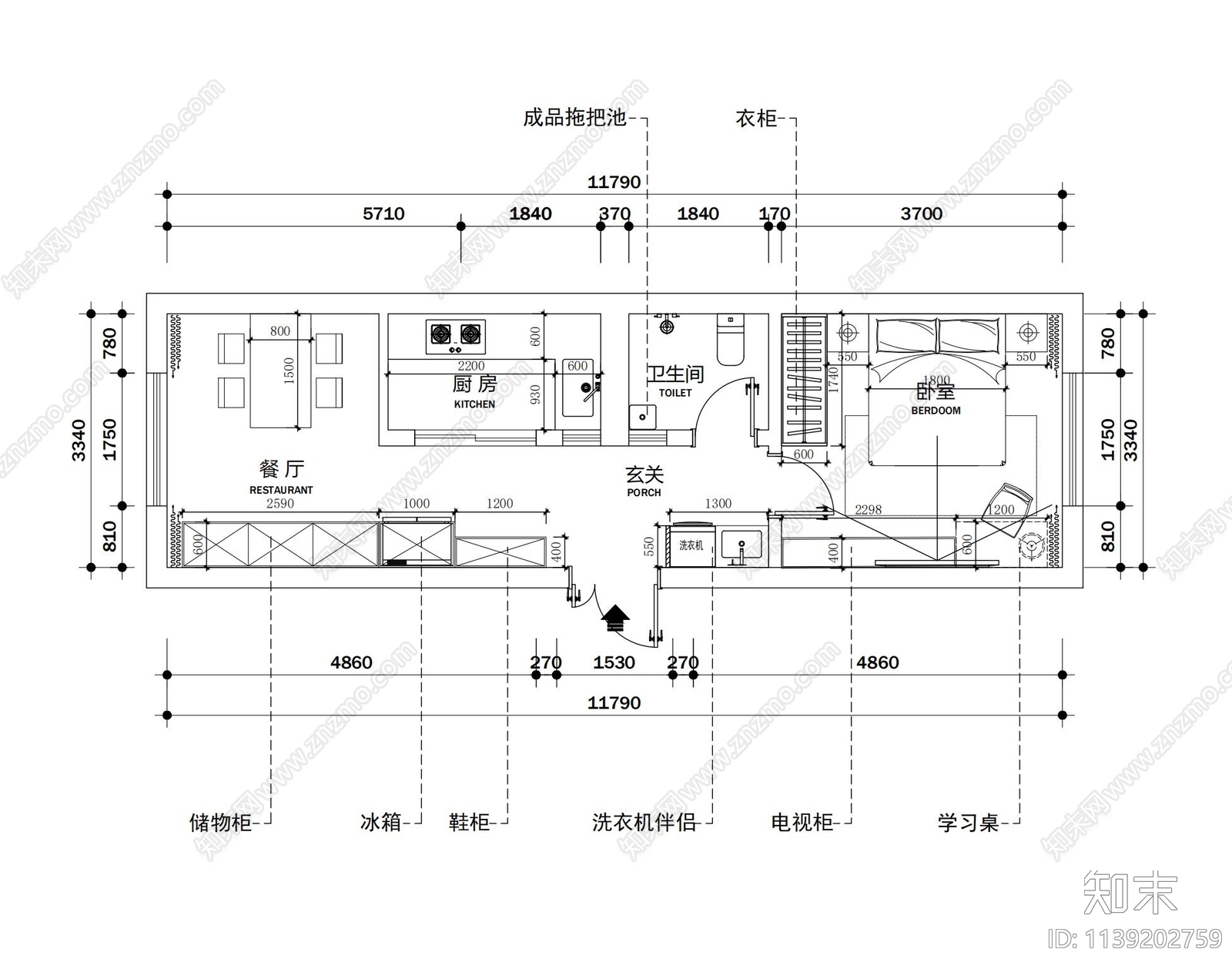 陆军工程大学公寓效果图cad施工图下载【ID:1139202759】