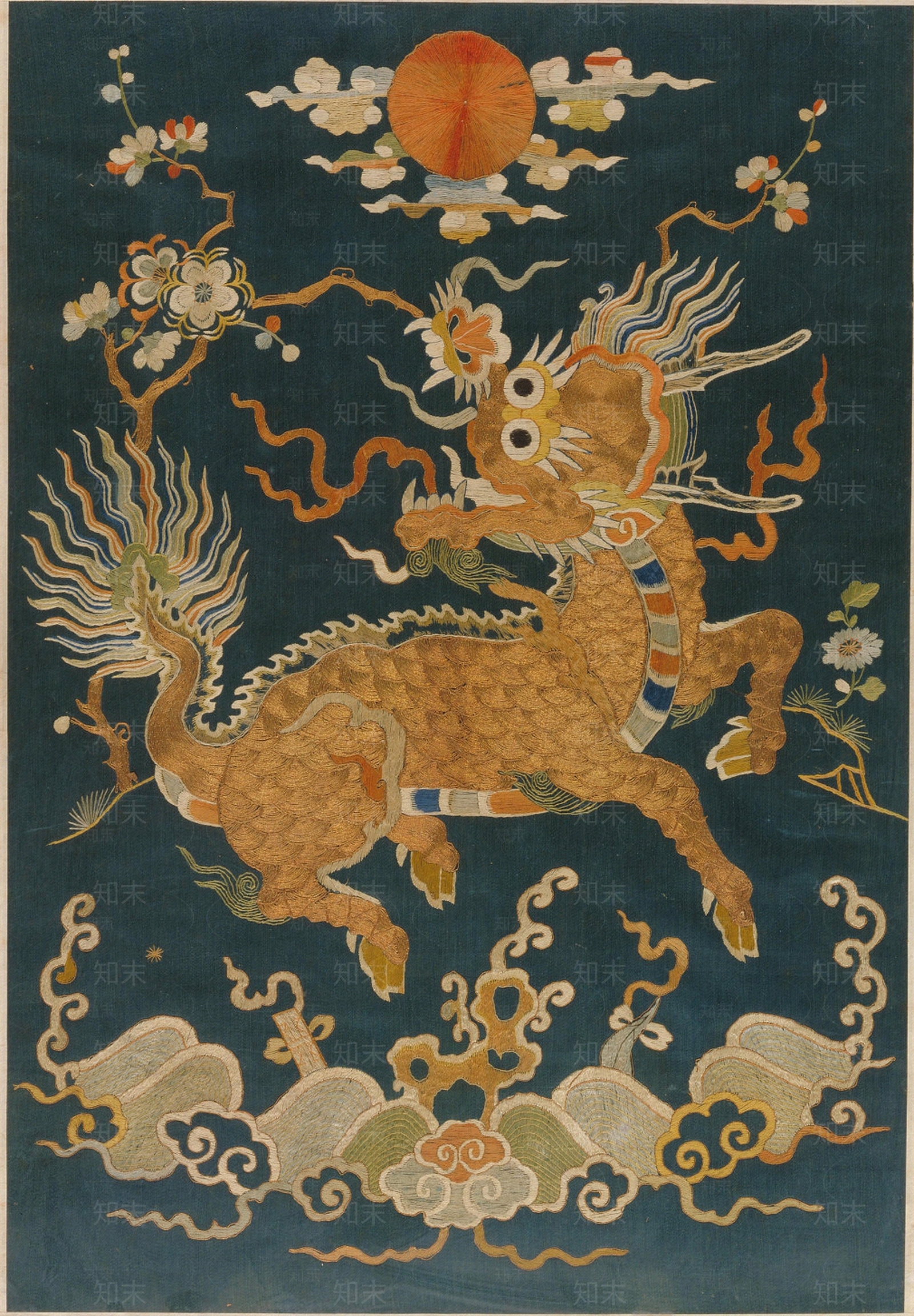 中式麒麟传统刺绣图案贴图下载【ID:1139204162】