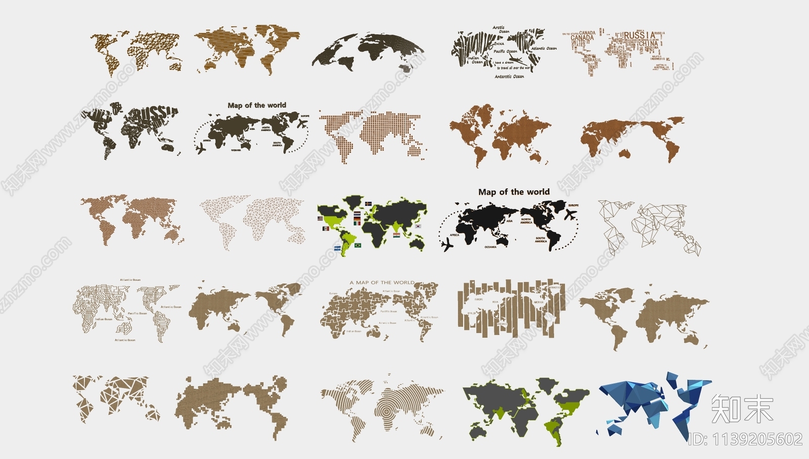 现代世界地图墙贴SU模型下载【ID:1139205602】