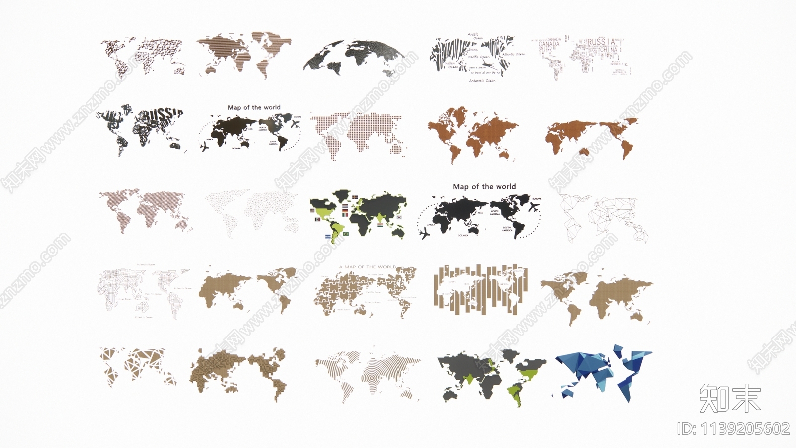 现代世界地图墙贴SU模型下载【ID:1139205602】