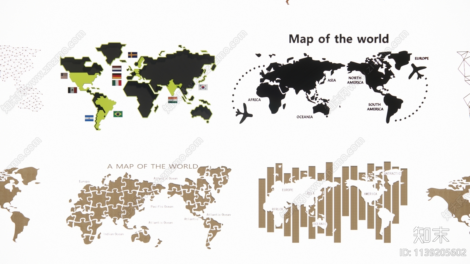 现代世界地图墙贴SU模型下载【ID:1139205602】