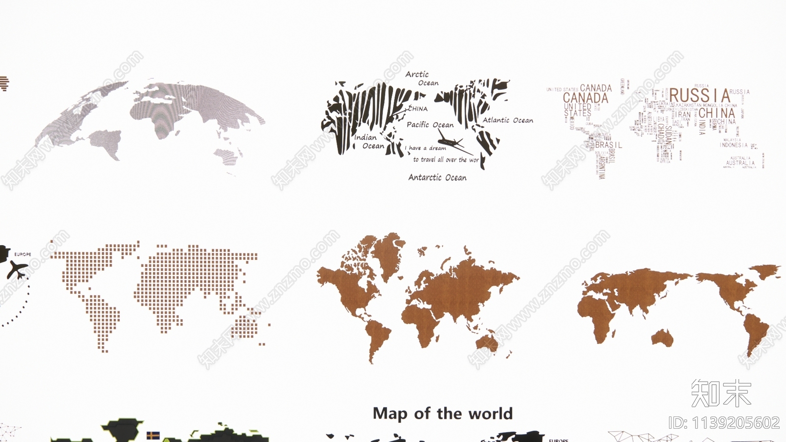 现代世界地图墙贴SU模型下载【ID:1139205602】