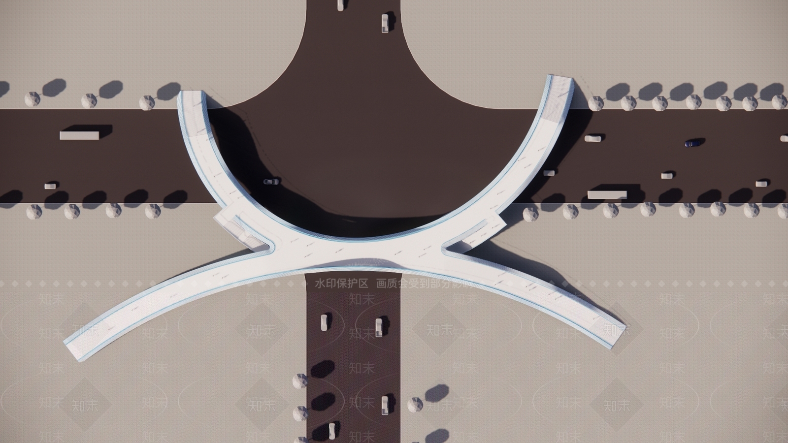 现代飘带曲线网红桥天桥SU模型下载【ID:1139305993】