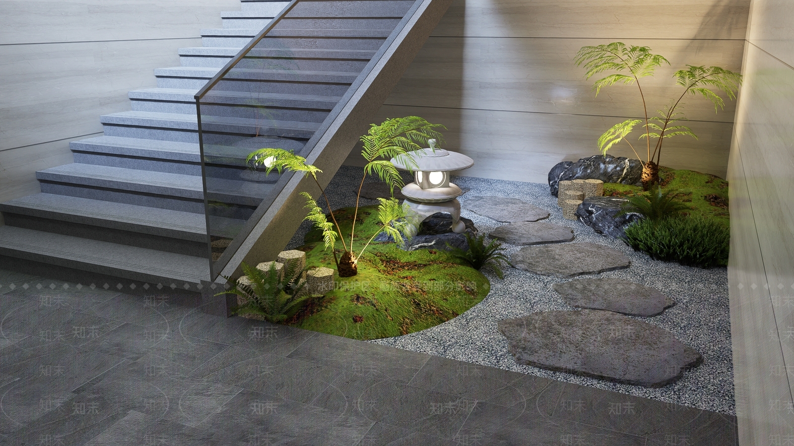 现代楼梯间SU模型下载【ID:1139206346】
