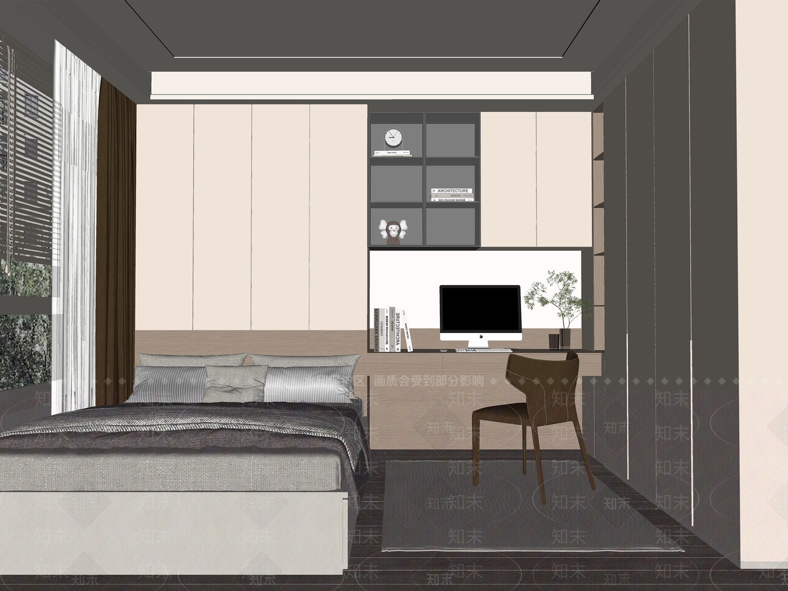 现代榻榻米卧室SU模型下载【ID:1139206758】