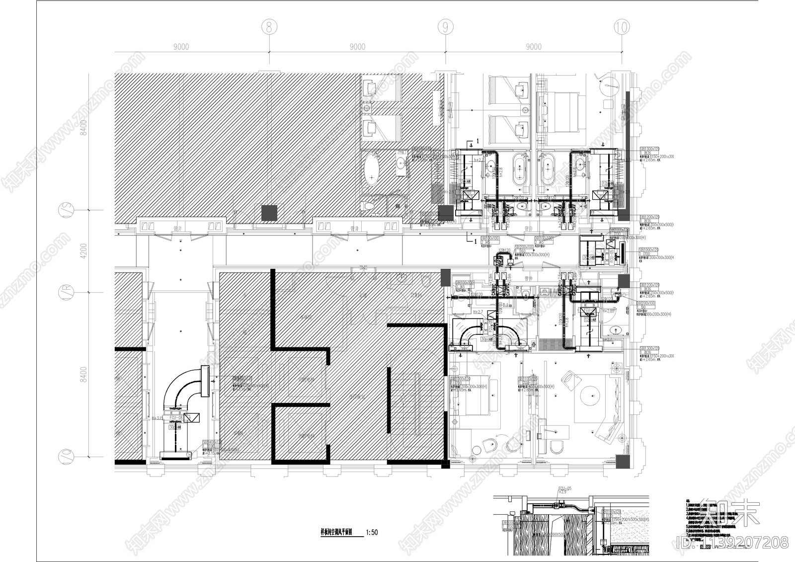 喜来登酒店暖通cad施工图下载【ID:1139207208】