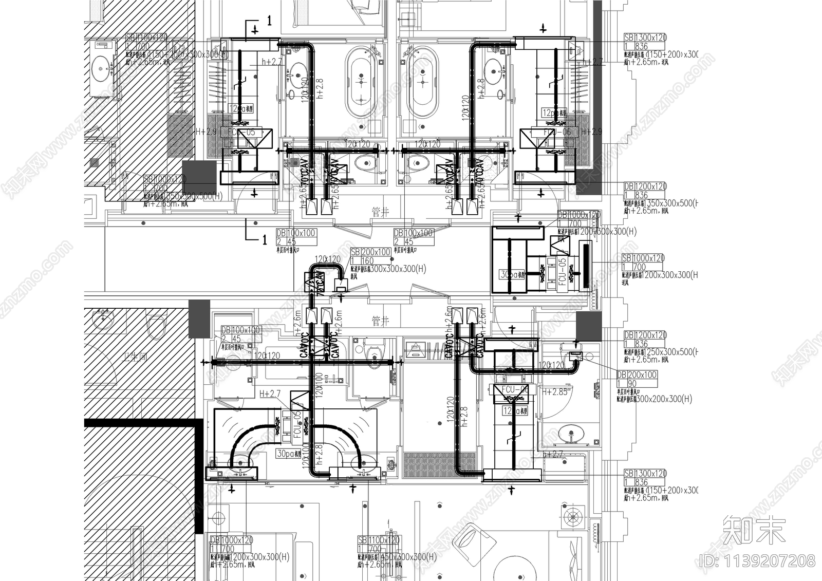 喜来登酒店暖通cad施工图下载【ID:1139207208】