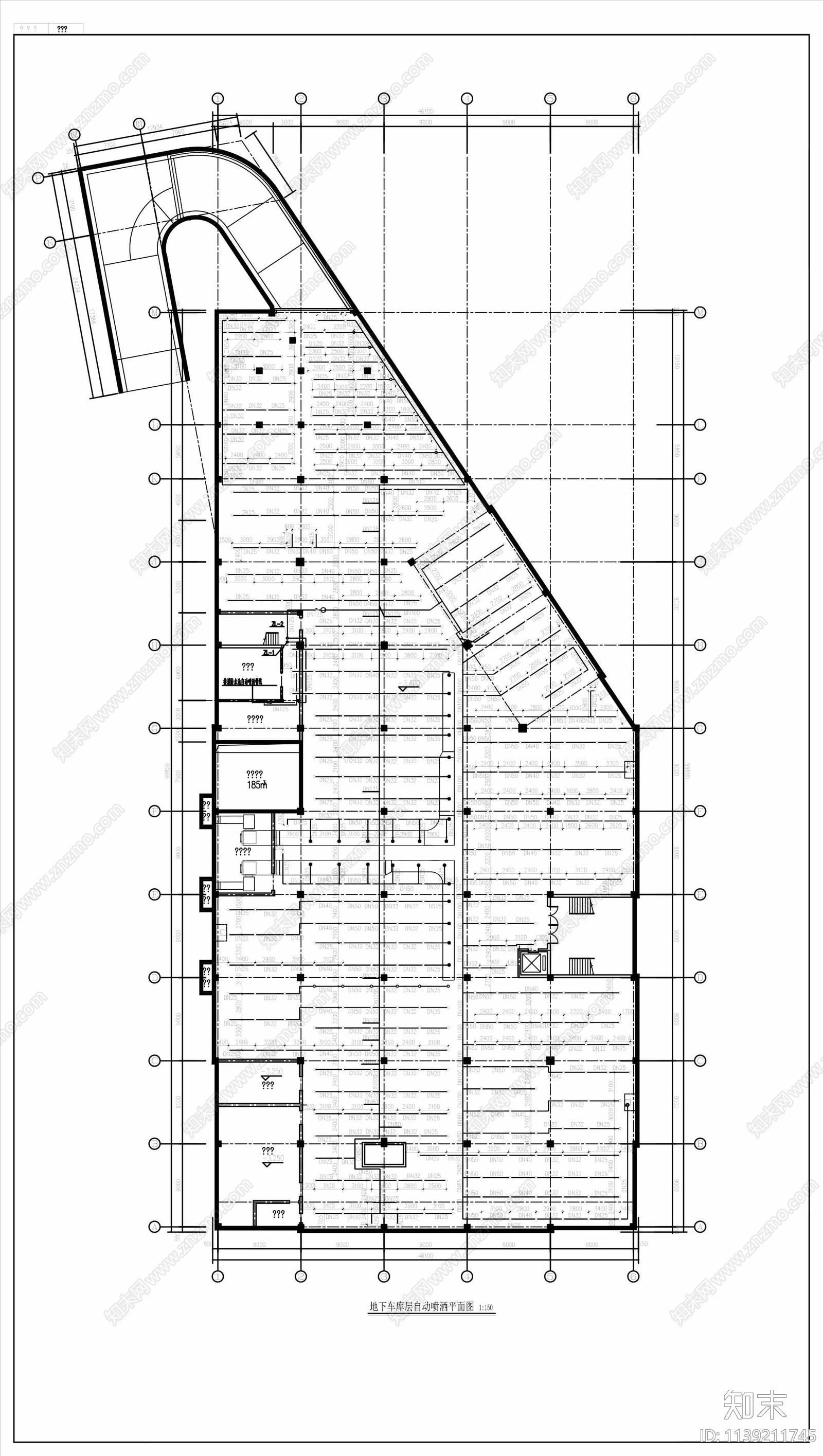 三层农贸市场及地下车库给排水消防cad施工图下载【ID:1139211745】