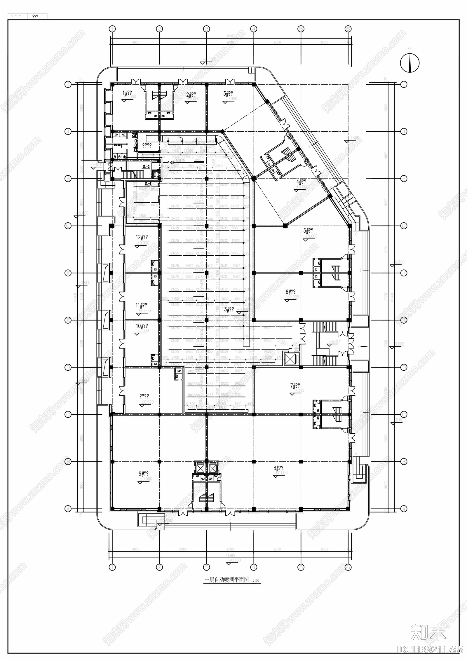 三层农贸市场及地下车库给排水消防cad施工图下载【ID:1139211745】