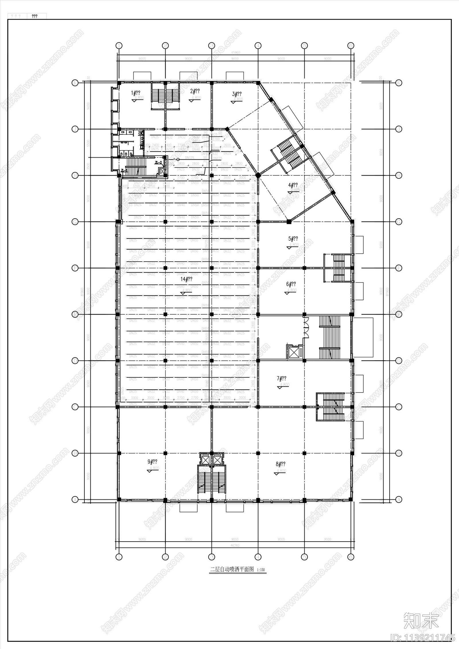 三层农贸市场及地下车库给排水消防cad施工图下载【ID:1139211745】