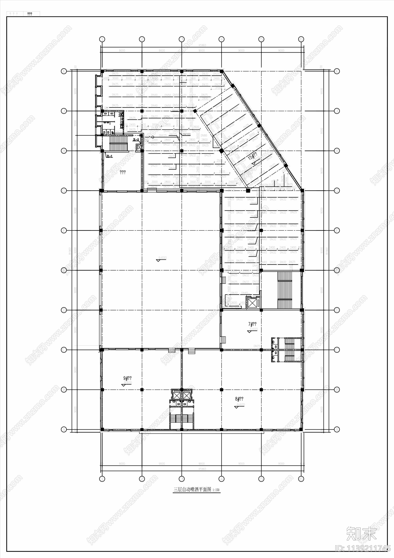 三层农贸市场及地下车库给排水消防cad施工图下载【ID:1139211745】