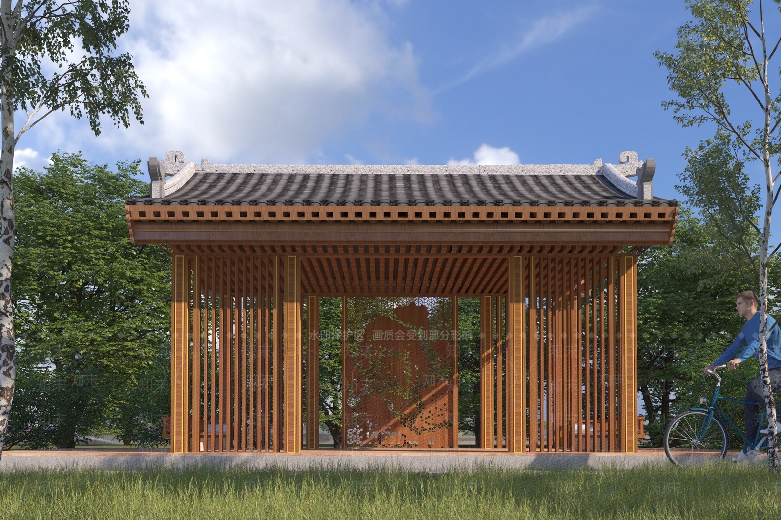 新中式景观廊架3D模型下载【ID:1139213104】