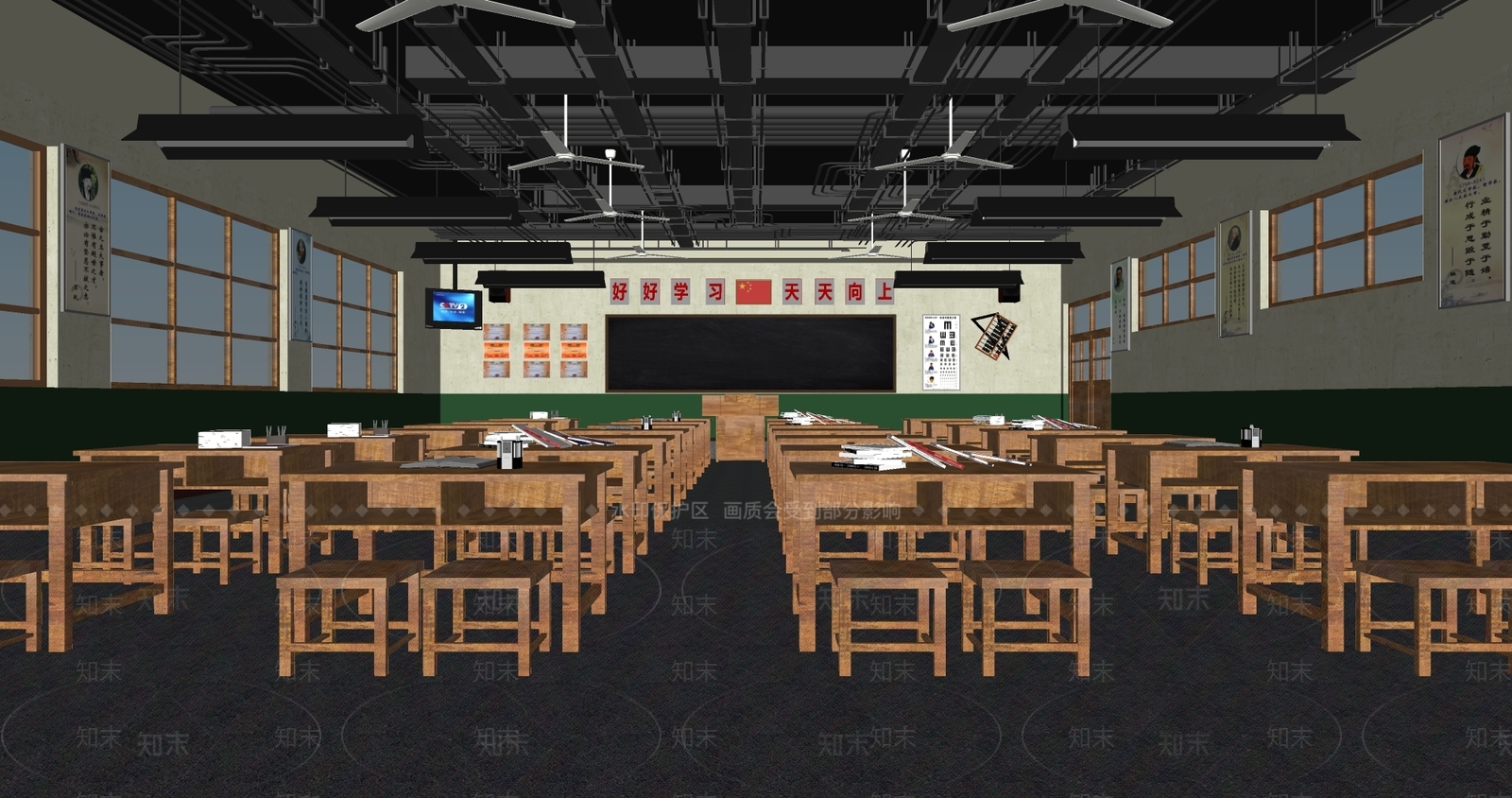 现代中小学校教室SU模型下载【ID:1139217717】