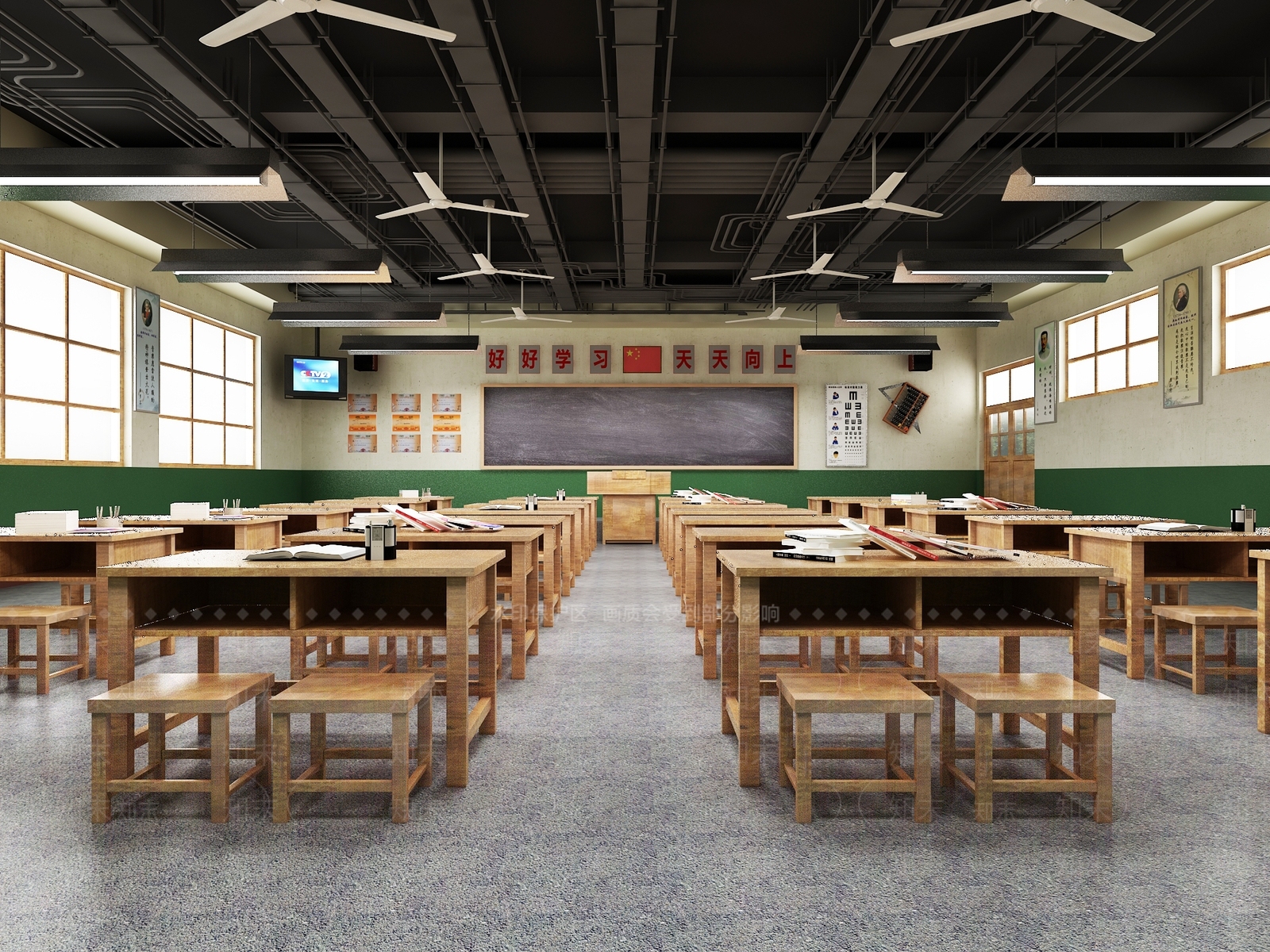 现代中小学校教室SU模型下载【ID:1139217717】