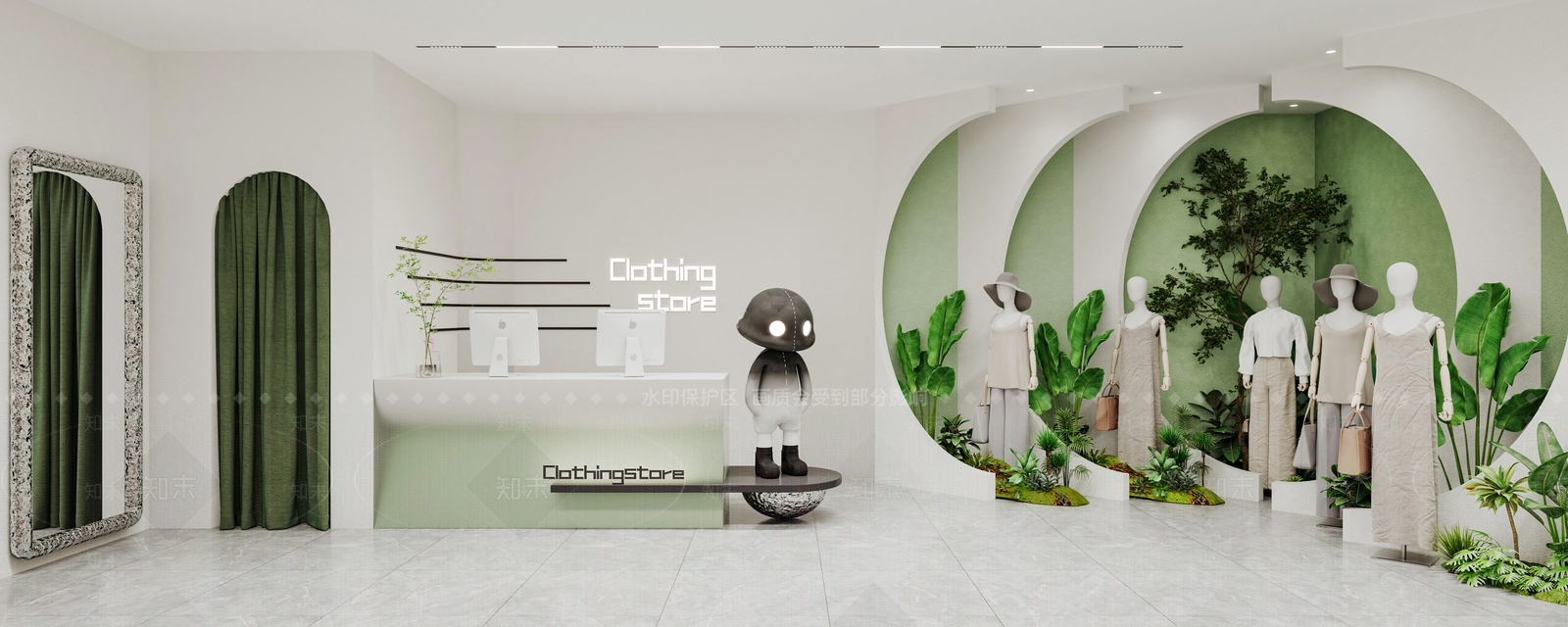 现代服装鞋店3D模型下载【ID:1139218995】