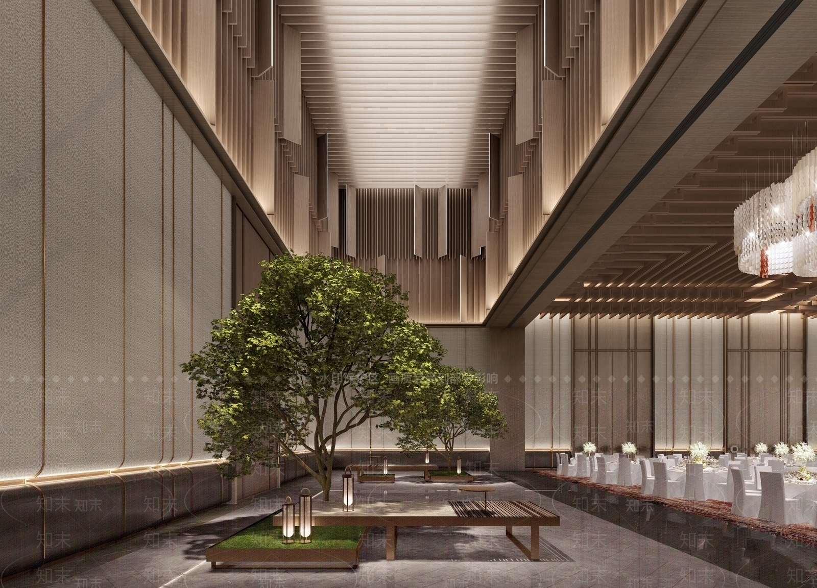 现代酒店宴会厅SU模型下载【ID:1139219003】