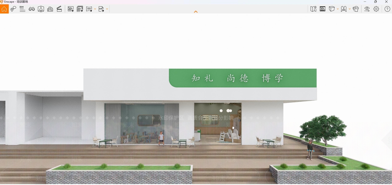 现代幼儿园建筑SU模型下载【ID:1139223779】