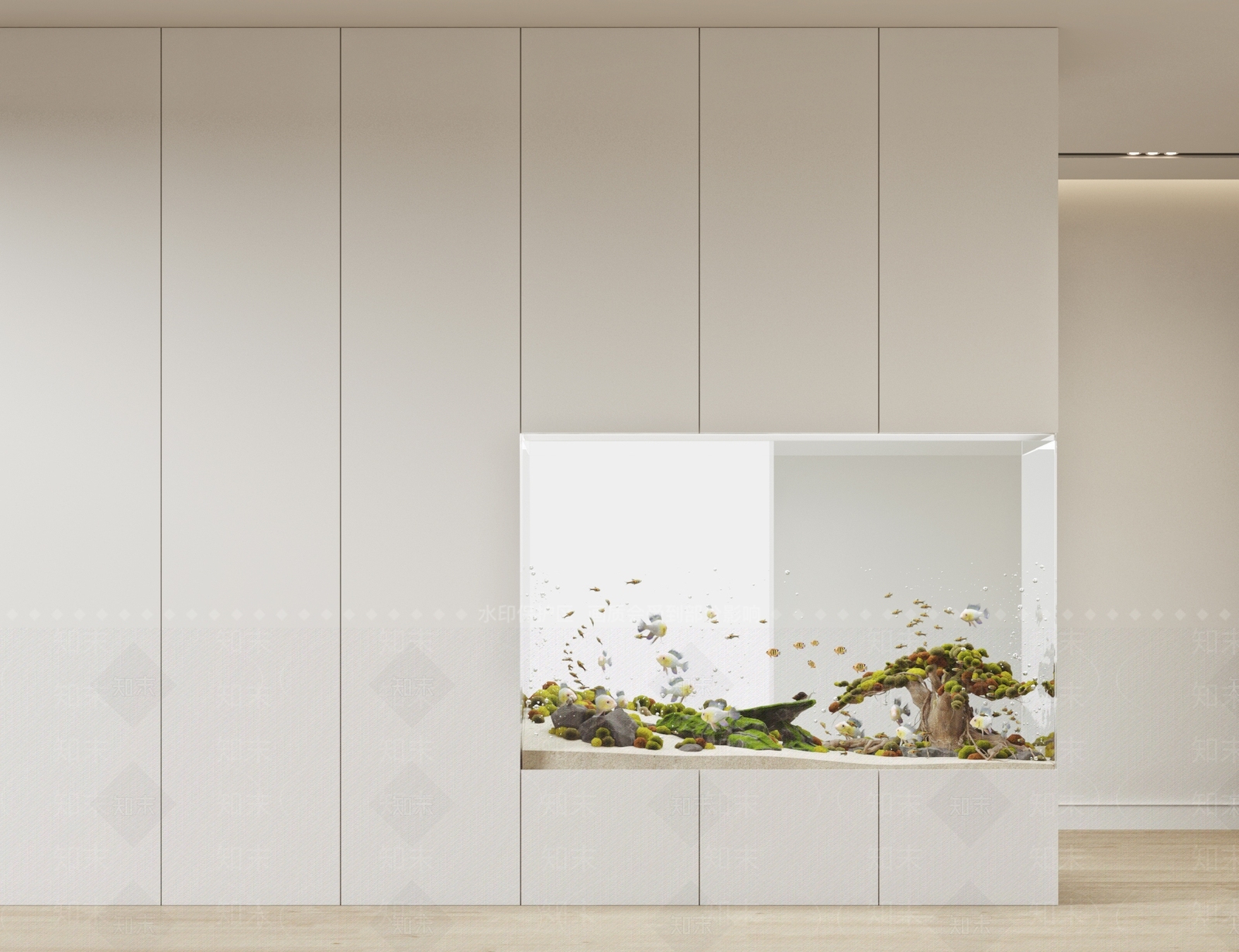 现代嵌入式鱼缸柜3D模型下载【ID:1139225008】