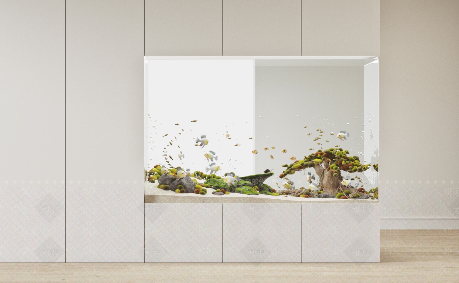 现代嵌入式鱼缸柜3D模型下载【ID:1139225008】