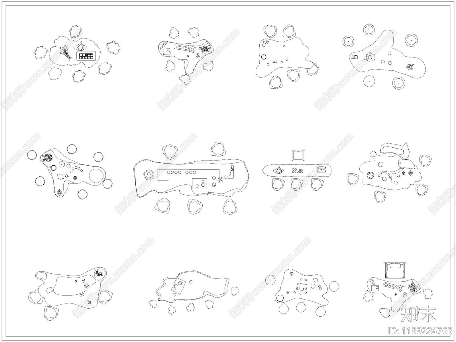 中式根雕茶桌椅施工图下载【ID:1139224765】
